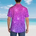 thumbnail image 4 of Honeii Pink Purple Glitter Print Men’s Hawaiian Shirt,Classic Button-Down Short Sleeve Shirt, for Beach, Vacation, and Outdoor Activities,Large, 4 of 7
