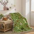 thumbnail image 2 of Green Christmas Blanket, Winter Snowflake Deer Christmas Tree Snowman Printed Flannel Blankets, Xmas Soft Warm Cozy Happy New Year Holiday Blanket for Couch Sofa Bed Home Decor, 60X80IN, 2 of 4