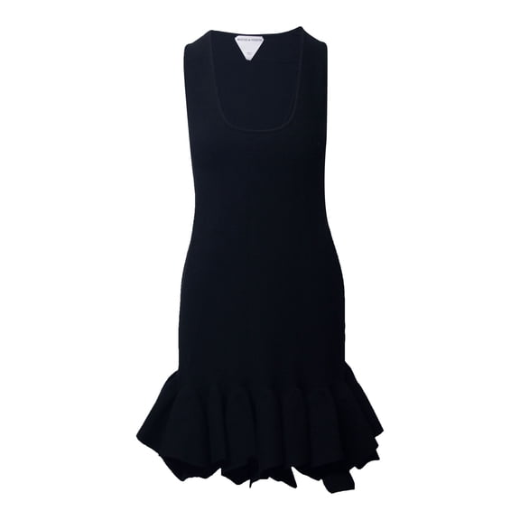 Pre-Owned Bottega Veneta Fluted Dress in Black Wool
