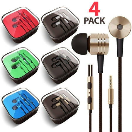 4x Pack 3.5mm Headphones In-Ear Earbuds Afflux Universal Stereo Headset Earphones For Cellphone Tablet iPhone 6 6S 5S SE 6/6S Plus Earbuds iPod iPad Samsung Galaxy S9 S8 S7 S6 Note 5 Note 8 9 LG