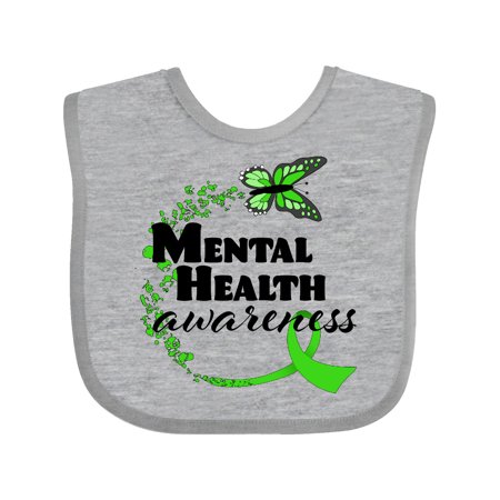 

Inktastic Mental Health Awareness butterfly and green ribbon Gift Baby Boy or Baby Girl Bib