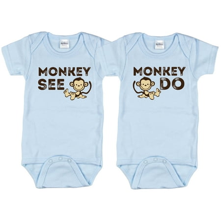 

Nursery Decals and More Twin Bodysuits with Monkey Includes 2 Bodysuits 0-3 Month Monkey See
