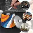 thumbnail image 4 of Yayeee Ashtray with Lid for Cigarette Smokeless Stainless Steel Home Ash Holder, Orange Abstract Wavy, 4 of 7