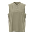thumbnail image 4 of TKYCMSUAKI Summer Linen Shirts for Men Big and Tall Crewneck Sleeveless Tank Tops Loose Fit Solid Color Sports T-Shirts Casual Pullover Tees, 4 of 6