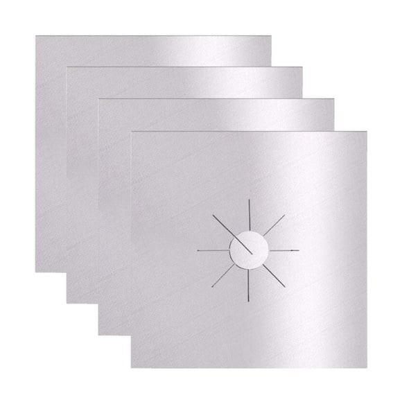 Fournitures de Nettoyage de Cuisine Housse de Brûleur de Cuisinière Double Épaisseur Réutilisable Antiadhésive Résistante à la Chaleur Protecteur de Cuisinière à Gaz Découpable Doublure de Brûleur de Cuisinière pour Cuisine, Argent Cuisine Fournitures de Nettoyage de Cuisine
