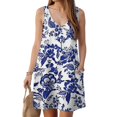 thumbnail image 5 of felwors Womens Summer Dresses 2025 V Neck Sleeveless Sundresses with Pockets Beach Vacation Clothes Floral/Plain Dark Blue, S, 5 of 7