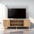 thumbnail image 3 of UBesGoo 59" Modern Fluted TV Stand, Walnut Entertainment Center for 55/60/65-Inches TVs, Boho Media Console with 2 Doors & Shelves Storage for Living Room, Bedroom, Home, 3 of 6