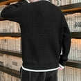 thumbnail image 7 of Ahabrexf Mens Sweaters and Pullovers, Casual Solid Color Striped Knit Sweater with Round Neck, 7 of 7