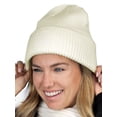 thumbnail image 2 of C.C Unisex Winter Thick Knit Plain Cuff Skull Cap Beanie Hat, Ivory, 2 of 4
