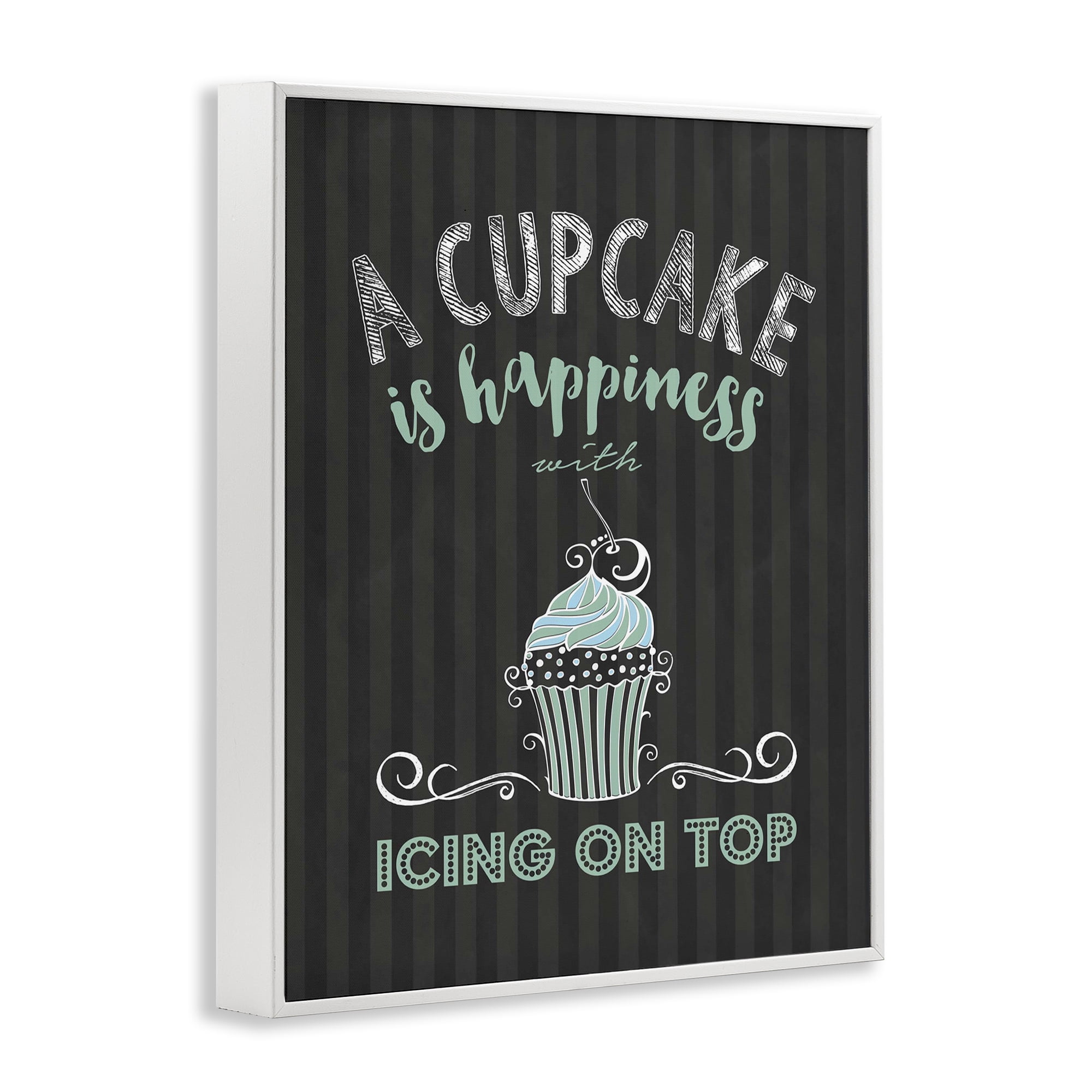 Cupcake Is Happiness with Icing White Framed Giclee Art, design by Lettered and Lined