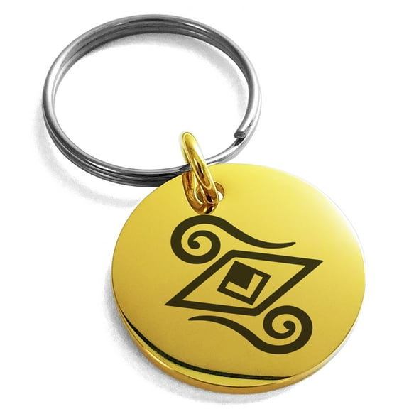 Stainless Steel Illusionism Magic Rune Engraved Small Medallion Circle Charm Keychain Keyring