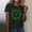 Black, variant on St Patricks Day T-Shirt – Women’s Vintage Distressed Shamrock Graphic Tee, Clover Green Tee