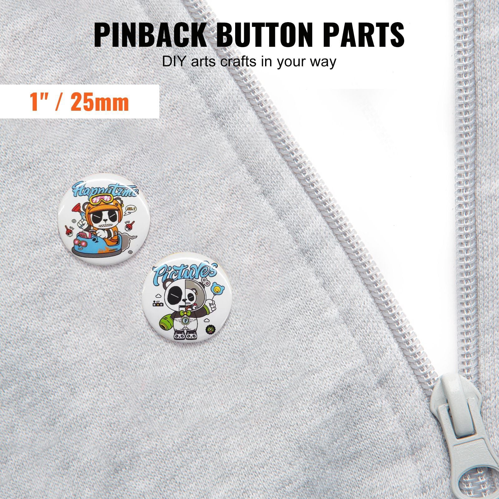 Pinback Button Parts 500 Sets, 25mm with Metal Covers and Bottom Parts, High Transparency Films, Compatible with Most 25mm Button Makers for DIY Badges