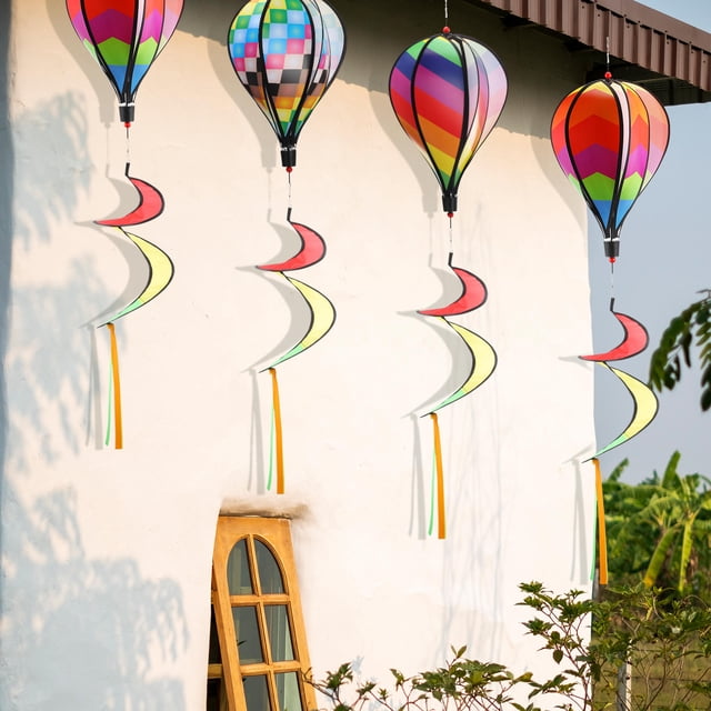 TABLETREANDS 3Ud Molinetes Decorativos De Tela Para Patio Con De Globos Aerostáticos Multicolor