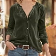 thumbnail image 2 of Summer Clothes Savings 2024! TAGOLD Womens Summer Tops,Women's Solid V-neck Retro Gold Velvet Pocket Less Shirt Long Sleeved Top, 2 of 5