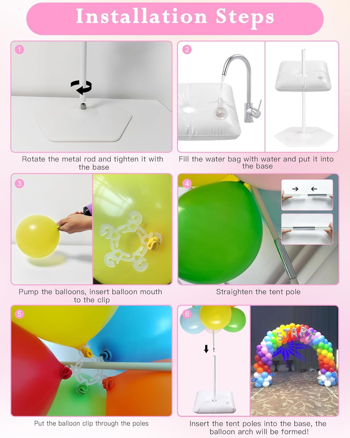 YALLOVE Balloon Arch Stand Kit, 10 ft Width & 7.5 ft Hight Adjustable  for Birthday, Wedding, Baby Shower, Not Include Balloons