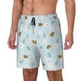 thumbnail image 2 of Uemuo Bee Flower Pattern Mens Swim Trunks Quick Dry Board Shorts with Mesh Lining, Stretch Beach Shorts Quick Dry No-Chafing Board Shorts-Medium, 2 of 9