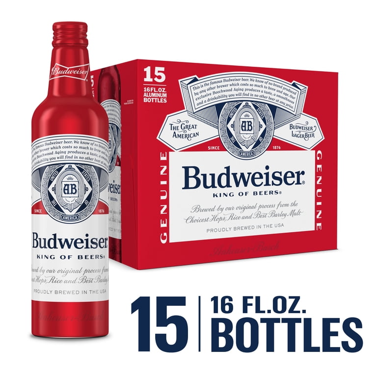 Budweiser American Lager Beer 15pk 16 fl oz Aluminum Bottles 5.0