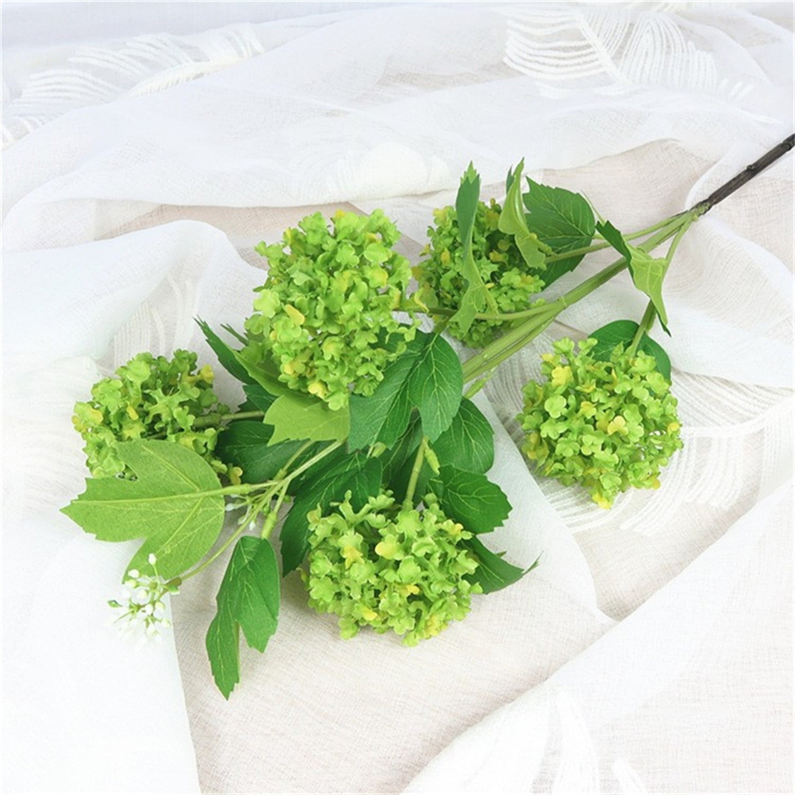 Real Touch Hydrangea Artificial Flowers - 5 Head Silk Snowball Viburnum Flowers for Outdoor & Indoor, High-End Hydrangea Wedding Decor,for Vase, Table Centerpieces, Home & Landscaping