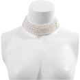 thumbnail image 3 of Boho Round Imitation Pearl Choker Necklace Multi Strands Vintage Choker Bridal Wedding Crystal Jewelry for Women and Girls, 3 of 5