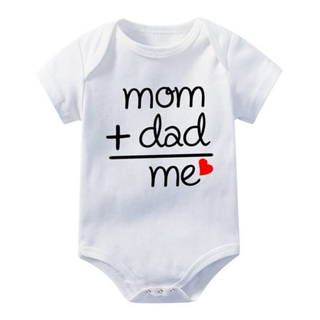 

PEACNNG Toddler baby girl clothes bodysuit romper MAMA AND DAD = ME LOVE Print newborn baby girl boy