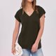 thumbnail image 5 of Camisas holgadas,Blusa informal de cuello en V para mujer, manga corta, color liso, tejido suave y ligero, diseño con detalle de pliegues, ideal para uso diario, sopatenor, 5 of 9
