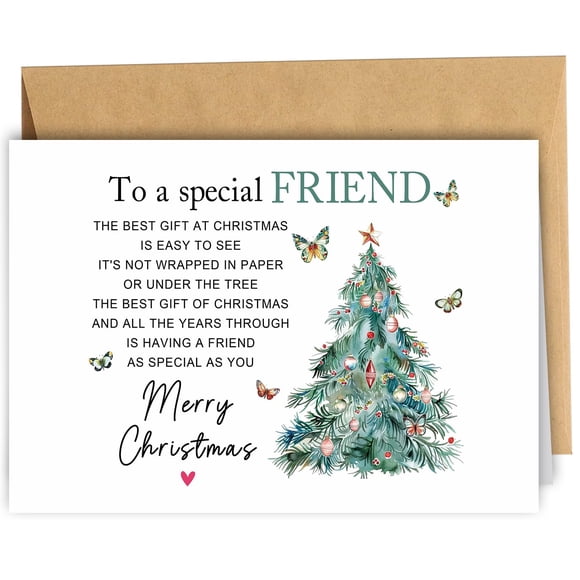 Tarjeta de Navidad RyYike Best Friend, regalo de Navidad de 8 x 5.3 pulgadas con sobre