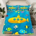 thumbnail image 2 of Feelyou Yellow Marine Vehicle Queen Sheet Sets, Ocean Fish Flat Sheet, Cartoon Sealife Queen Fitted Sheet, Ultra Soft Room Decorative, 4-Piece, 2 of 7