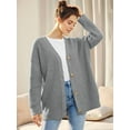 thumbnail image 4 of Women'S Stripe Sweaters Oversized Button Sweaters V Neck Loose Knit Outerwear, 4 of 7