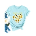 thumbnail image 3 of Xuanfei Women Peace & Love Letter Print Daisy Heart Pattern Short Sleeve T-Shirt, 3 of 6