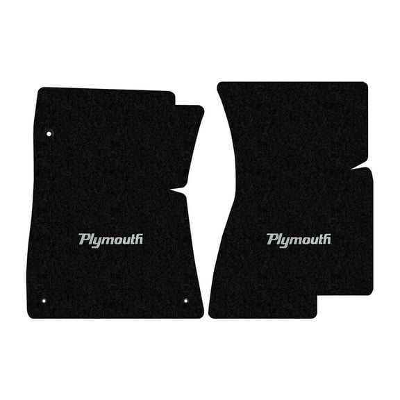 Lloyd Mats LogoMat Custom-Fit 2PC Carpet Floor Mats for 1971-1974 Plymouth Satellite 2-door w/Front Bucket Seats, Black