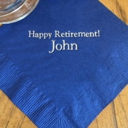 50pcs Personalized Name Napkins Retirement Cocktail Beverage Paper Party Monogram Custom Luncheon Dinner Guest Towel Bridal Disposable (fold 5" x5") Bar Engagement for Birthday