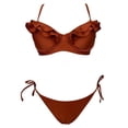 thumbnail image 1 of Traje de Baño Ocean Pacific para Mujer Bikini con Varilla en Top, Escote con Holanes y Tela Brillante Rojo Talla CH 2 Piezas, 1 of 4