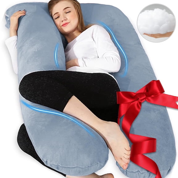 Almohada de embarazo Chilling Home en forma de U, color gris