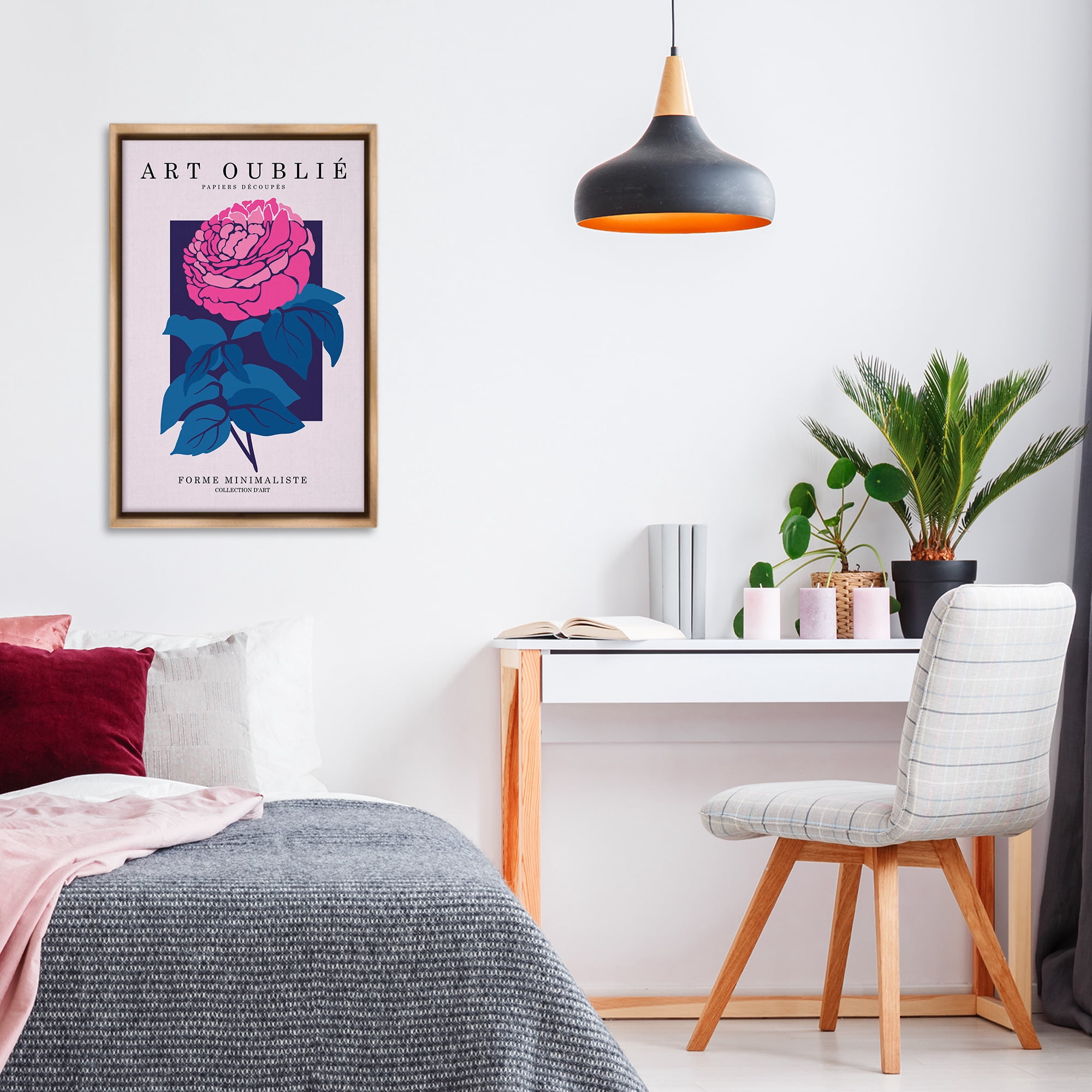 Stupell Industries Peony Gallery Poster Plants & Flowers Painting Brown Floater Framed Canvas Art Print Wall Art, 21 x 31