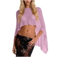 thumbnail image 3 of Feancey Sheer Poncho Tops for Women Crochet See Through Beach Coverups Summer Sun Protection Asymmetrical Shawl Pink Free Size, 3 of 6