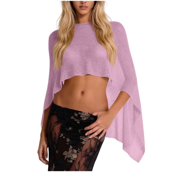Riecok Knit Cover Up for Women Long Sleeve Crochet Sun Protection Cover Ups Summer Beach Vacation Tops