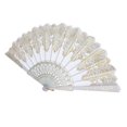 thumbnail image 5 of Ventilador plegable de tela de seda de encaje de flores de mano para fiesta de boda blanco Sunnimix Mujeres abanicos de flores, 5 of 5