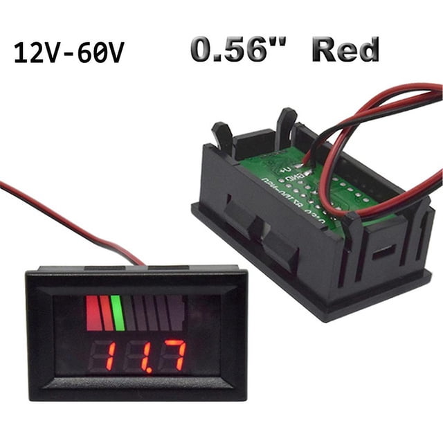 0.56inch Red Blue Lcd Digital Voltmeter 12v 60v 72v Battery Capacity Indicator Lead Acid Power Car Motorcycle Voltage Tester