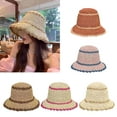 thumbnail image 2 of Women's Hand Crochet Straw Bucket Sun Hat with Scallop Edge, 2 of 2