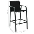 thumbnail image 2 of vidaXL 2/4x Patio Bar Chairs Textilene Dining Chairs Set Garden Black/Gray, 2 of 6
