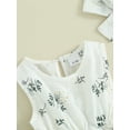 thumbnail image 6 of Infant Baby Girl Sleeveless Romper Dress Floral Print Round Neck Bodysuit with Headband 2 Pcs Summer Outfits, 6 of 9