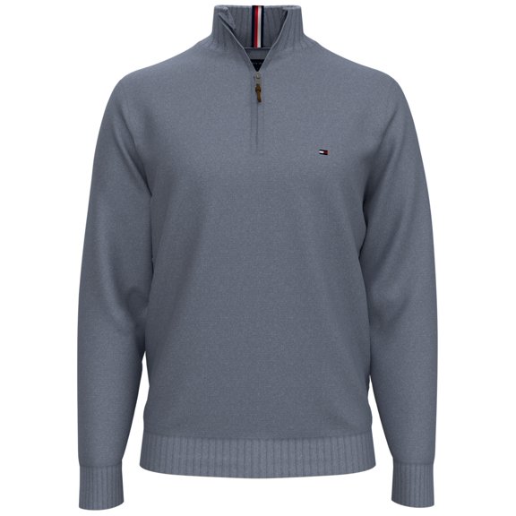 Tommy Hilfiger Men's Signature Solid Quarter Zip Sweater Blue Size M