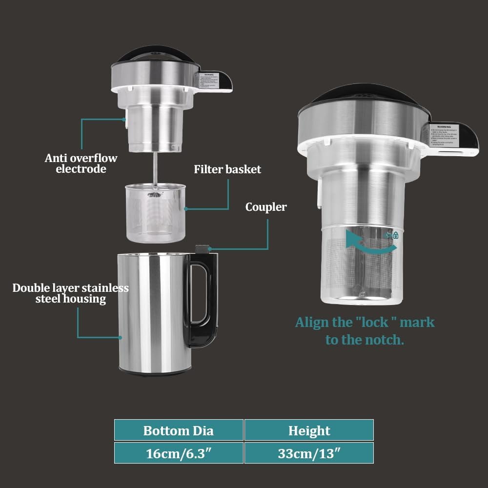 YUEWO Nut Milk Maker, Automatic Almond Milk Machine for Plant-Based Milk,Oat,Soy,Coconut Milk,Soups,Porridges,Smoothies,7 Modes 50oz Soy Milk Maker