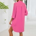 thumbnail image 4 of XAOFW Women's Casual Dresses Classic Solid Color Short Sleeve V Neck Button Down Shirt Dress With Pockets Outdoor Activities Comfortable Stylish, 4 of 7