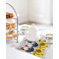 thumbnail image 4 of Sunflowers Rooster Kitchen Dish Towels for Drying Dishes Set of 3, Wooden Watercolor Leaves Retro Art Waffle Weave Microfiber Hand Tea Bathroom Towels Quick Dry & Absorbent Towel 12x12, 4 of 7
