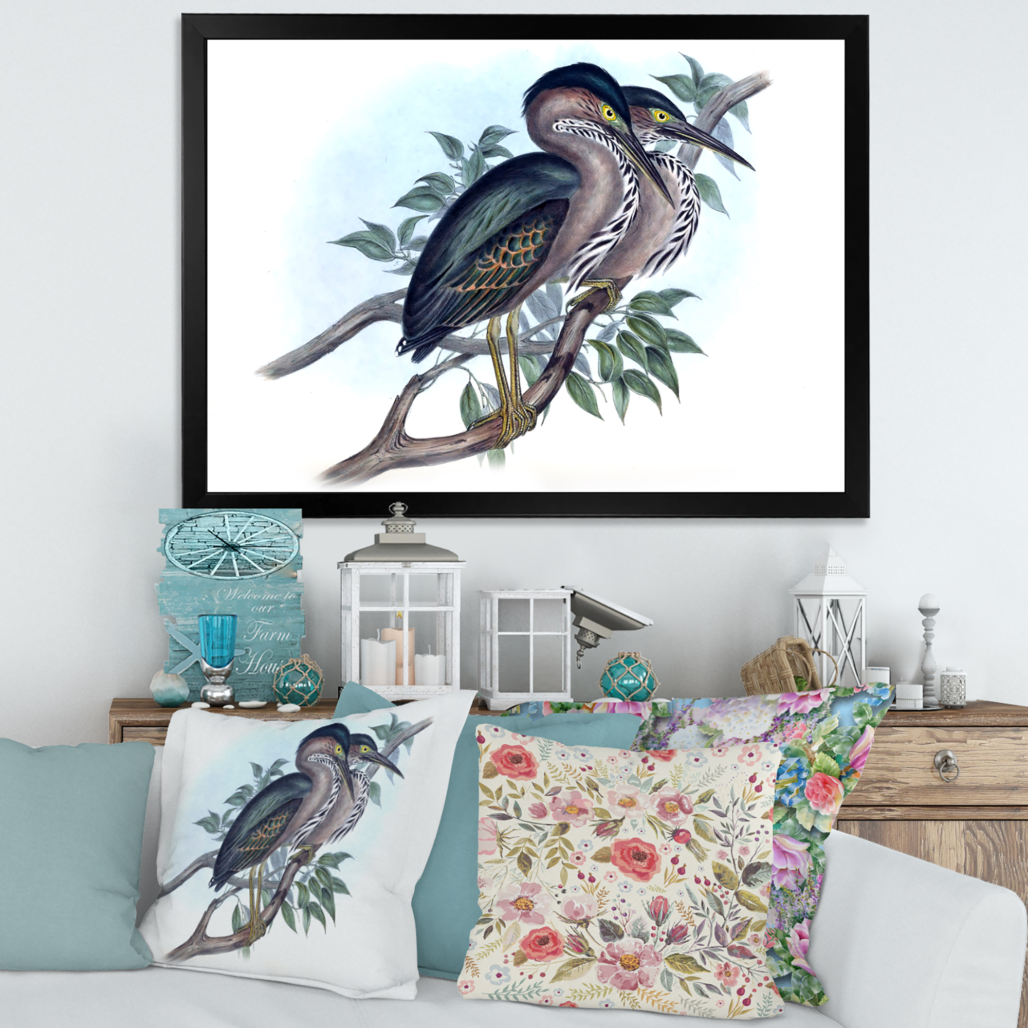 Designart 'Ancient Australian Birds VII' Traditional Framed Art Print