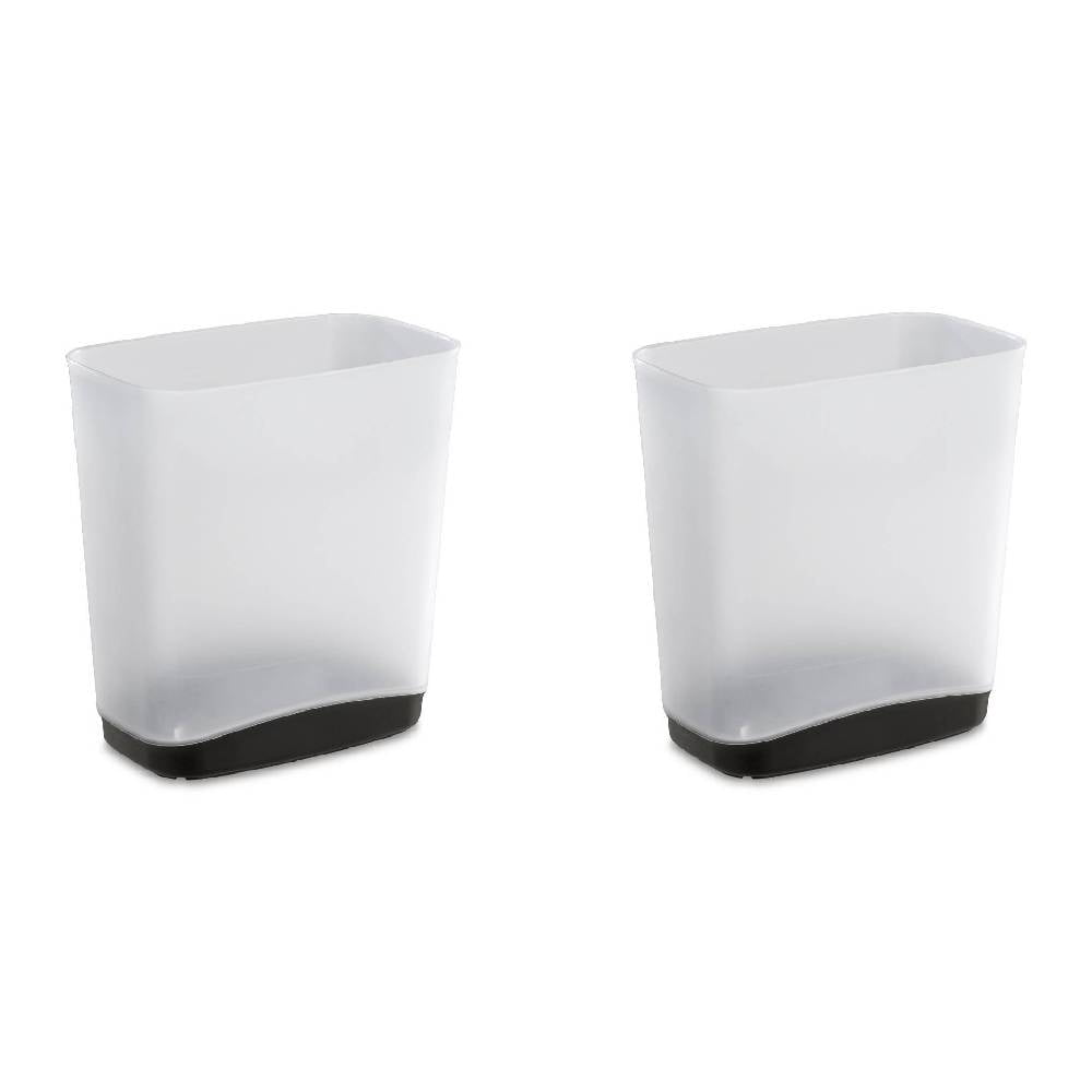 Sterilite 1039 Slim Wastebasket 3.3 Gallon Plastic Rectangular 2Pack