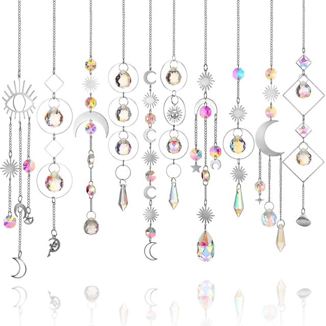 Cristal colorido - 10 piezas de cristales colgantes Atrapasueños con cadena para ventanas Colgante de bola de prisma Creador de arcoíris para el hogar Jardín Decoración de oficina Mujeres Gi
