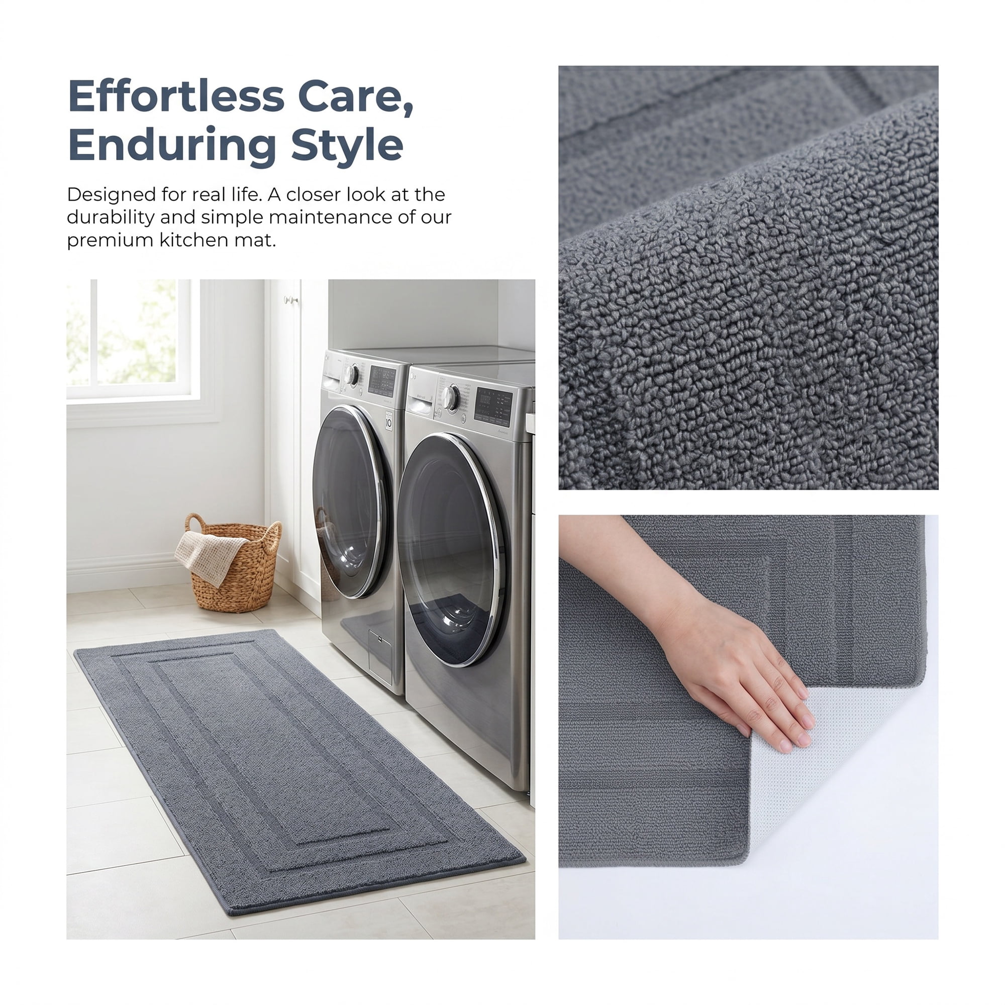 Unique Bargains Geometric Resistant Polypropylene Non Slip Waterproof Mat Grey 47" x 20"